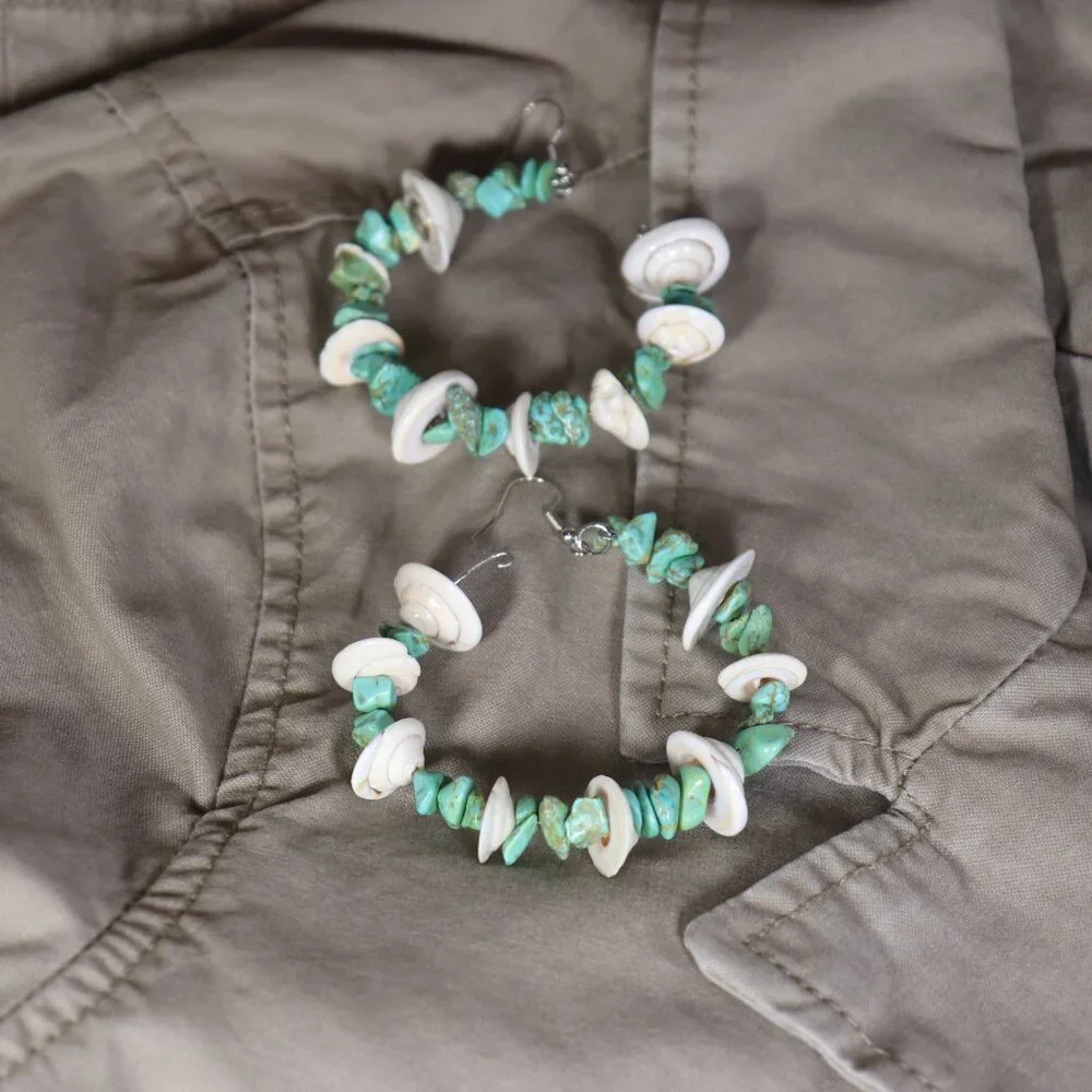Handmade Green Shell Like Earrings
